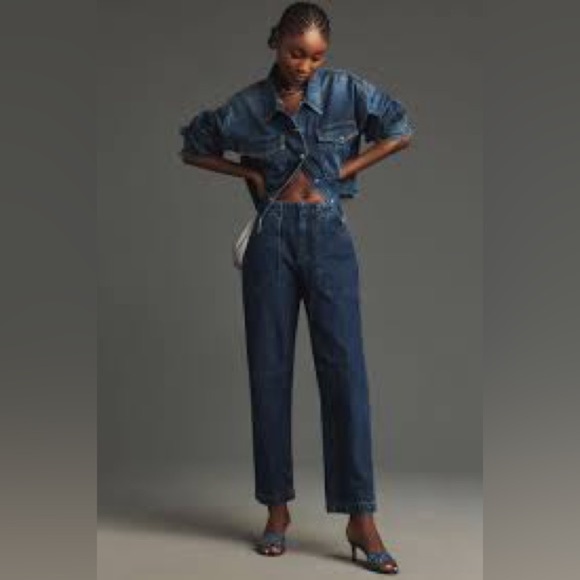 rag & bone Leyton Mid-Rise Crop Straight-Leg Jeans Kaihara Denim Japan - Picture 4 of 8